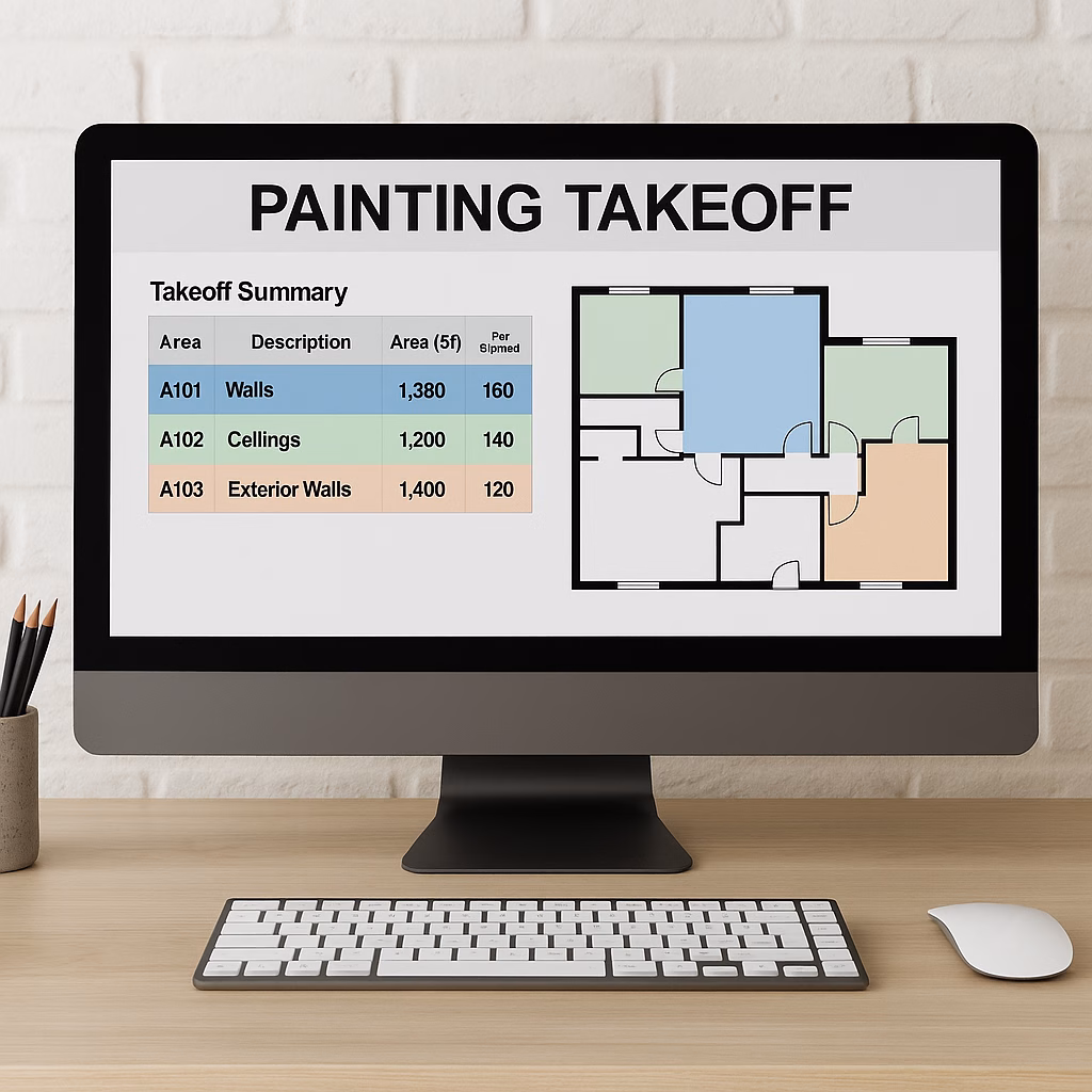 On Screen Computer Painting Take Off Estimating Tools